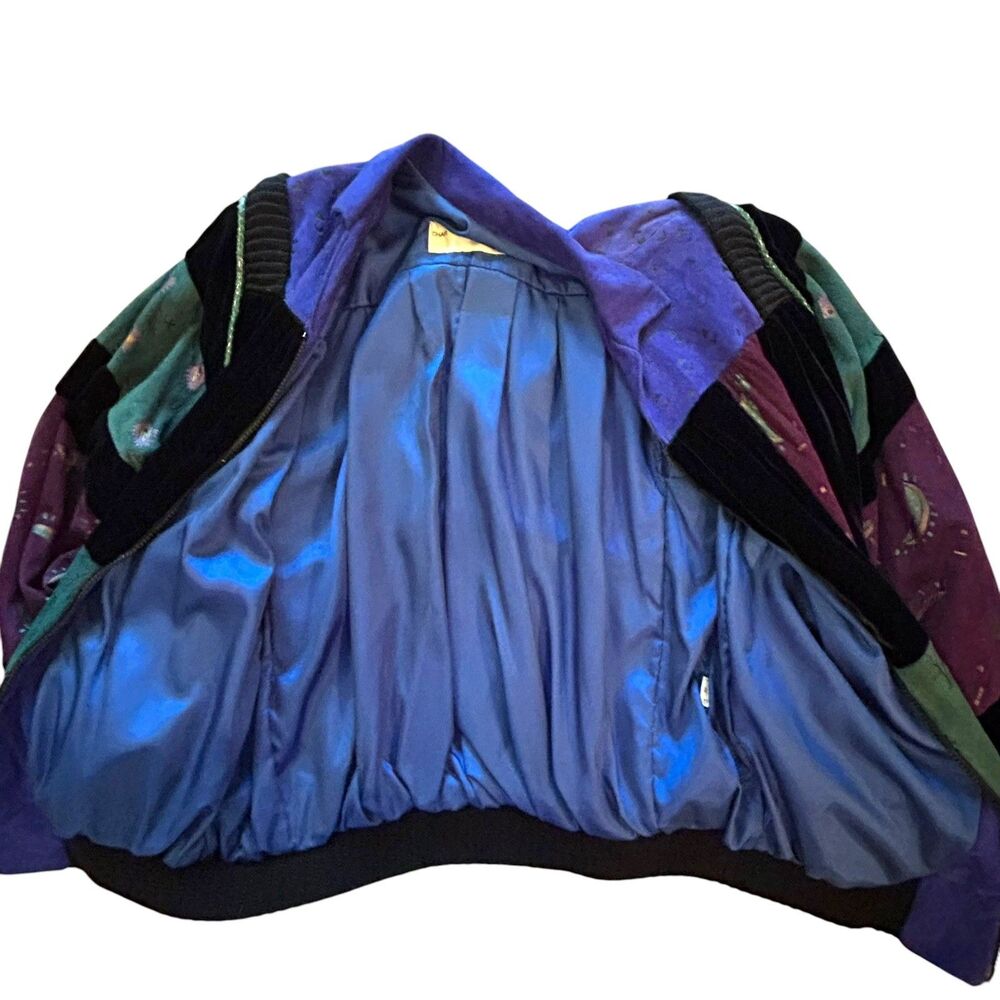 Vintage CHAR SHER Coat Size M Santa Fe Suede Aztec Art to Wear Jacket Bomber - Picture 5 of 14